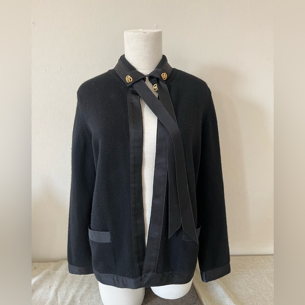 90s Vintage True Chanel Cashmere Black Cardigan
